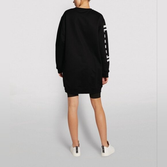 Wolford Logo Sweat Dress Black/Steel Oversized With Logo-Print Day Dress Size S - Picture 6 of 14